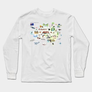 Illustrated Map of Australia Long Sleeve T-Shirt